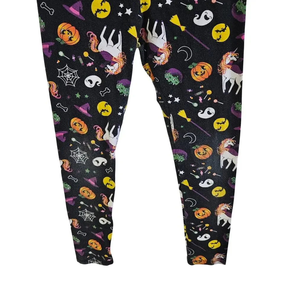 Children's Place Girls Size M Leggings Black Halloween Unicorn Print Whimsical